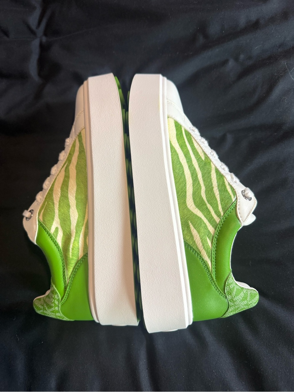 MICHAEL KORS Green Zebra Platform Sneakers